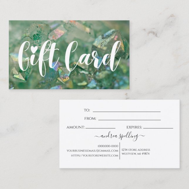 Sparkling Green Crystal Store Gift Cards (Front/Back)