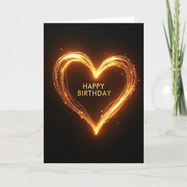 Sparkling Heart Birthday Card (Front)