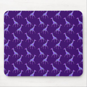 Sparkling Hippie Style Purple Giraffe Mouse Pad