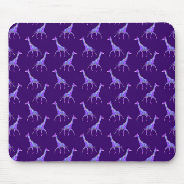 Sparkling Hippie Style Purple Giraffe Mouse Pad (Front)
