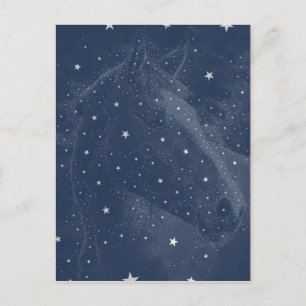 Sparkling Horse Constellation Stars Midnight Blue Postcard