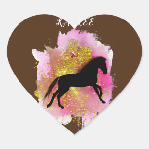 SPARKLING HORSE HEART STICKERS PERSONALIZED 