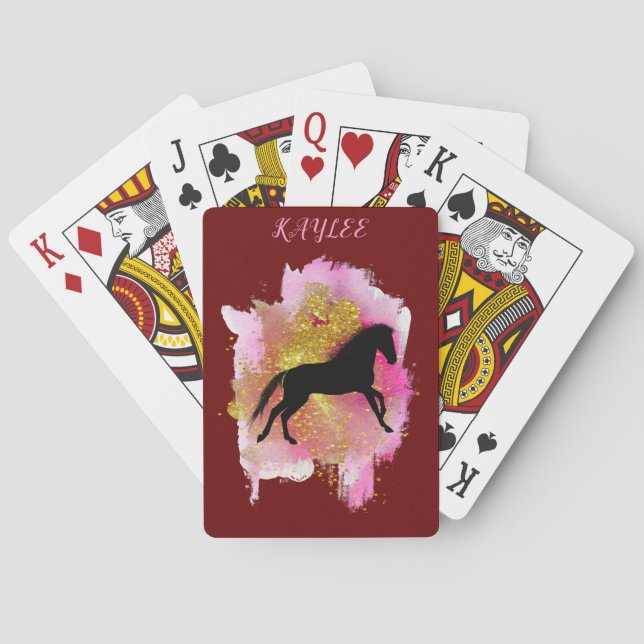 SPARKLING HORSE PLAYING CARDS PERSONALIZED. (Back)