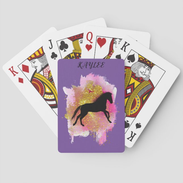 SPARKLING HORSE PLAYING CARDS PERSONALIZED. (Back)