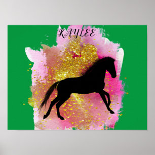 SPARKLING HORSE POSTER WITH PERSONALIZED NAME.