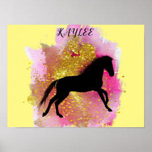 SPARKLING HORSE POSTER WITH PERSONALIZED NAME.