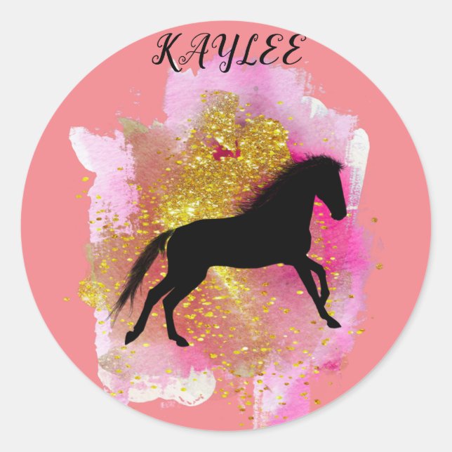 SPARKLING HORSE STICKERS PERSONALIZED  (Front)