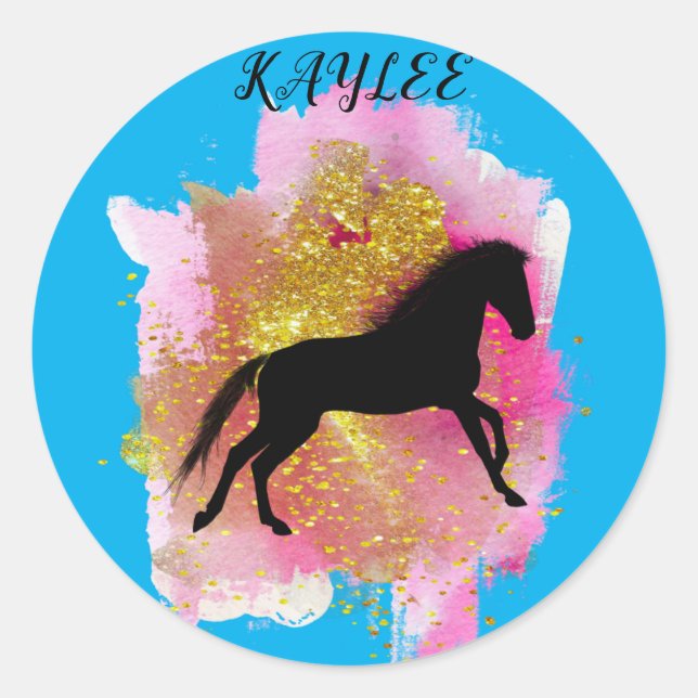 SPARKLING HORSE STICKERS PERSONALIZED  (Front)