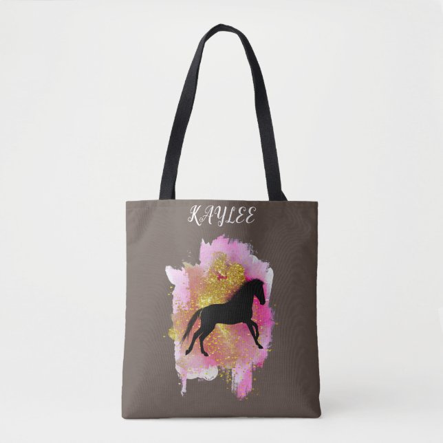 SPARKLING HORSE TOTE BAG PERSONALIZED. (Front)
