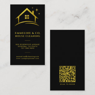 Sparkling House Cleaning service QR Code Business Card