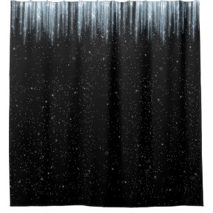 Sparkling Icicle Black Winter Home Decor Shower Curtain