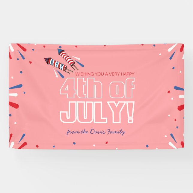 Sparkling Independence Day Holiday Postcard Banner (Horizontal)
