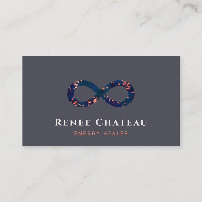 Sparkling Infinity Symbol Energy Healer Business Card (Front)