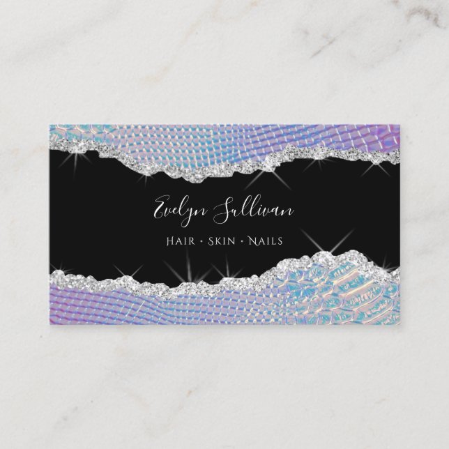 sparkling iridescent leather business card (Front)