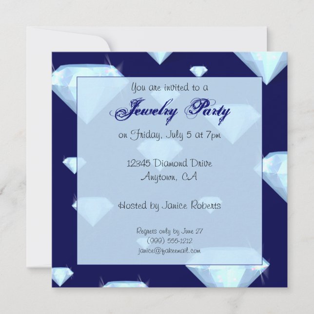 Sparkling Jewel Jewellery Party Invitations (Front)