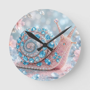 Sparkling Jewel Snail Round Clock