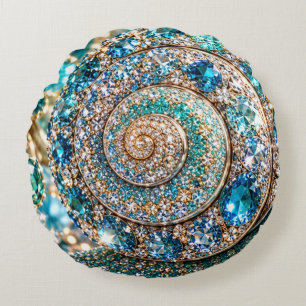 Sparkling Jewel Snail Round Cushion