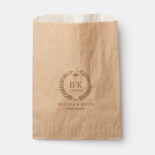 Sparkling laurel wreath wedding template favour bags