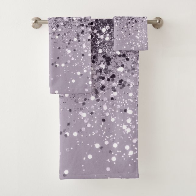 Sparkling Lavender Lady Glitter #2 #shiny #decor Bath Towel Set (Insitu)