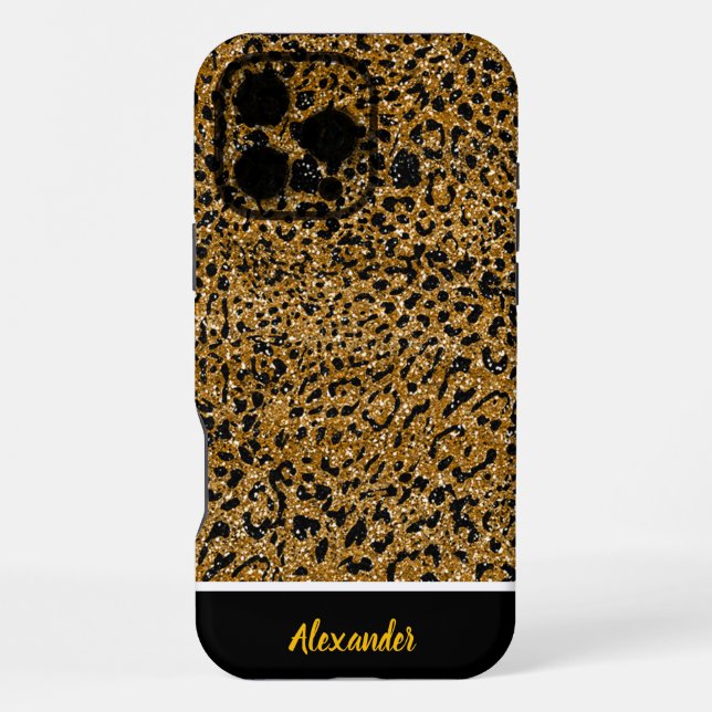 Sparkling leopard print fabric iPhone case (Back)