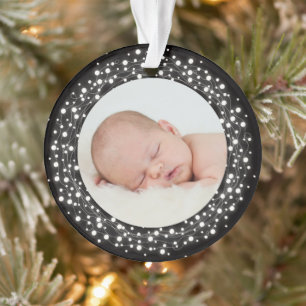 Sparkling Lights Baby's First Christmas Photo Ornament