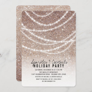 Sparkling Lights Chic Glitter Holiday Party Invite