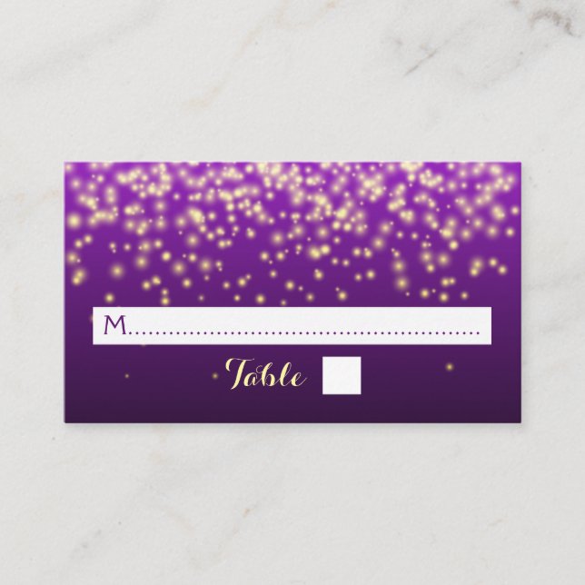 Sparkling lights in the sky wedding place card (Front)