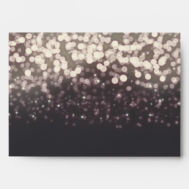 Sparkling Lights Romantic Grey Modern Wedding Envelopes (Front)