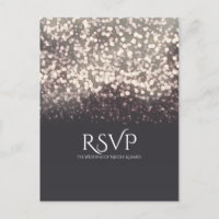 Sparkling Lights Romantic Grey Modern Wedding RSVP