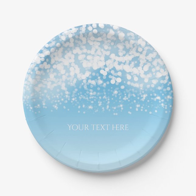 Sparkling Lights Romantic Winter Wonderland Paper Plate (Front)