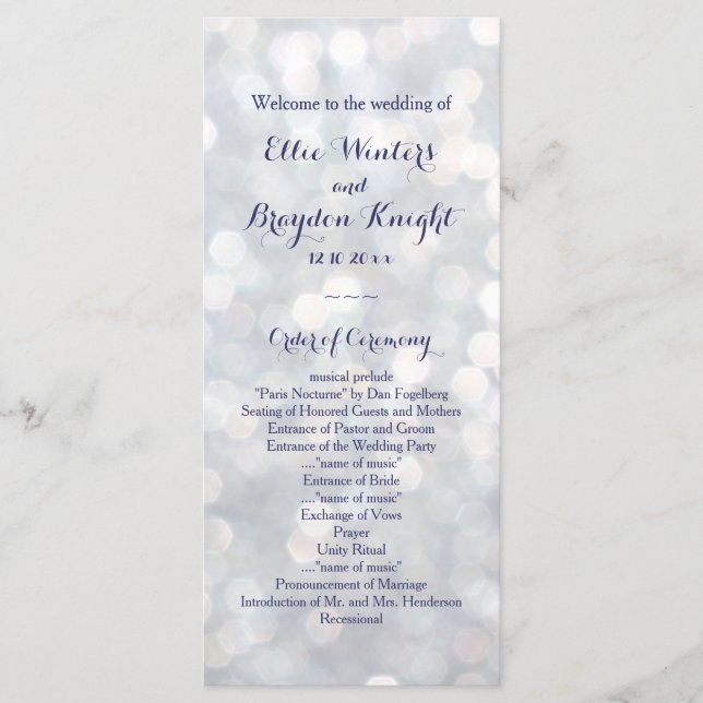 Sparkling Lights Wedding Program Programme (Front)