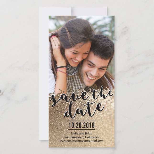 Sparkling Love Save The Date Photo Cards (Front)