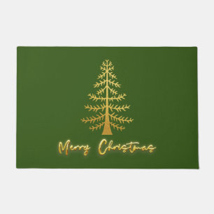 Sparkling Luxurious gold tree elegant green Doormat