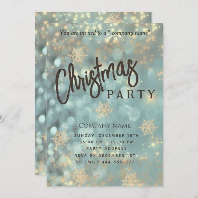 Sparkling  luxury bokeh corporate Christmas party  Invitation (Front/Back)