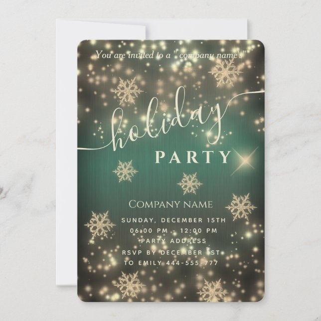 Sparkling  luxury corporate Christmas party   Invi Invitation (Front)
