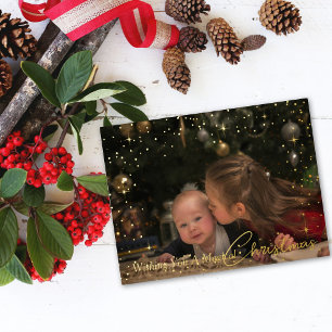 Sparkling Magical Christmas Wishes Photo Foil Holiday Postcard