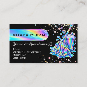 Sparkling Maid House Cleaning Holographic Business Card