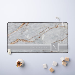 Sparkling Marble Monogram Warm Grey Copper ID672 Desk Mat