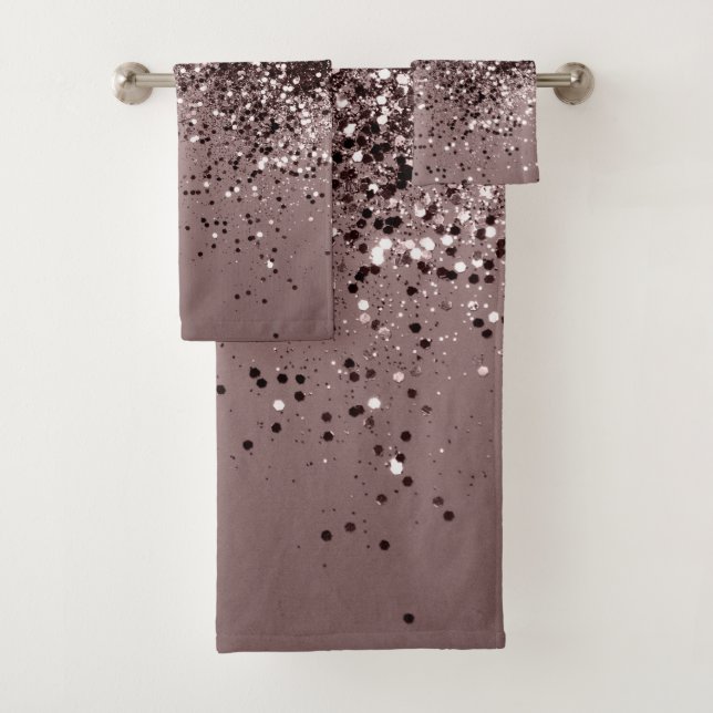 Sparkling Mauve Lady Glitter #1 #shiny Bath Towel Set (Insitu)