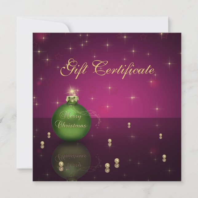 Sparkling Merry Christmas Tree Ball Gift Card (Front)