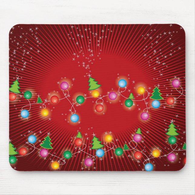 Sparkling Mini Colourful Fun Christmas Tree Lights Mouse Pad (Front)