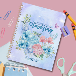 Sparkling Modern Purple Blue Floral Planner