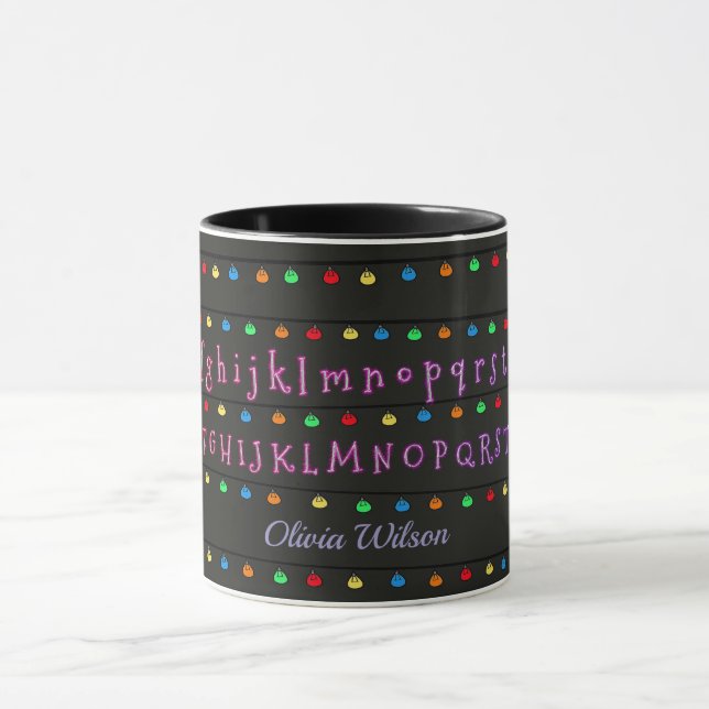 Sparkling Neon Alphabet with Festive Lights Mug (Center)