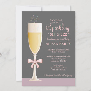 Sparkling New Baby Girl Sip and See Invitation