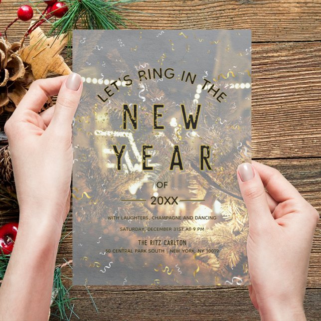 Sparkling Night Lights Christmas New Year Party Invitation (Creator Uploaded)