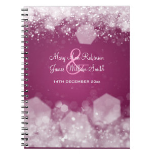 Sparkling Night Plum Elegant Wedding Favour Spiral Notebook