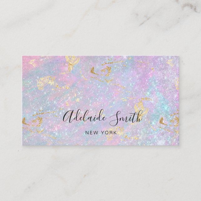 sparkling opal faux glitter foil business card (Front)