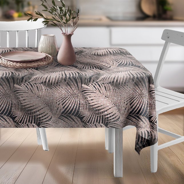 Sparkling Palm Leaves Pattern Rose Gold ID831 Tablecloth (Creator Uploaded)