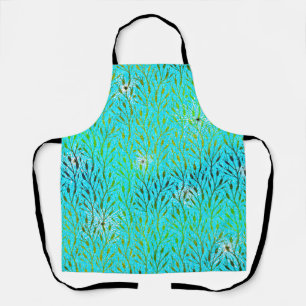 Sparkling Party Pattern with Fireworks in Aqua Apron