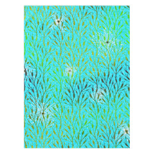 Sparkling Party Pattern with Fireworks in Aqua Tablecloth